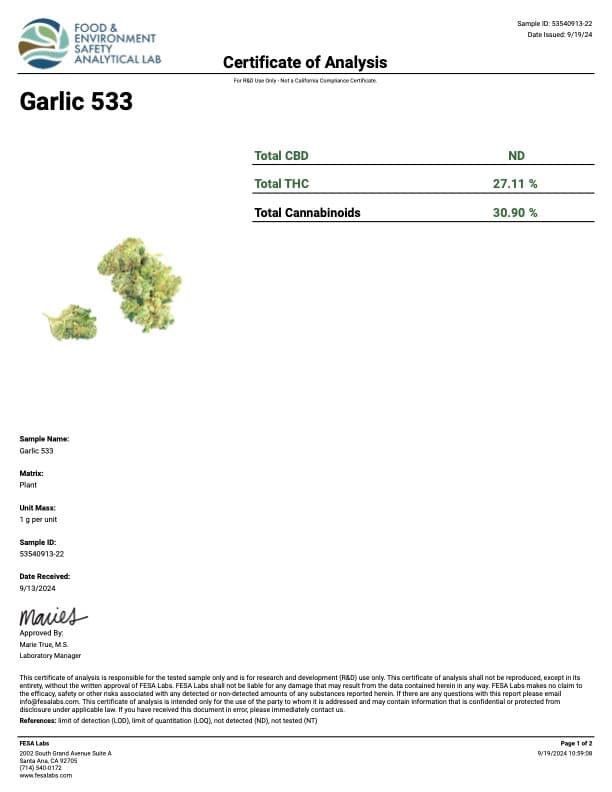 Strain COA