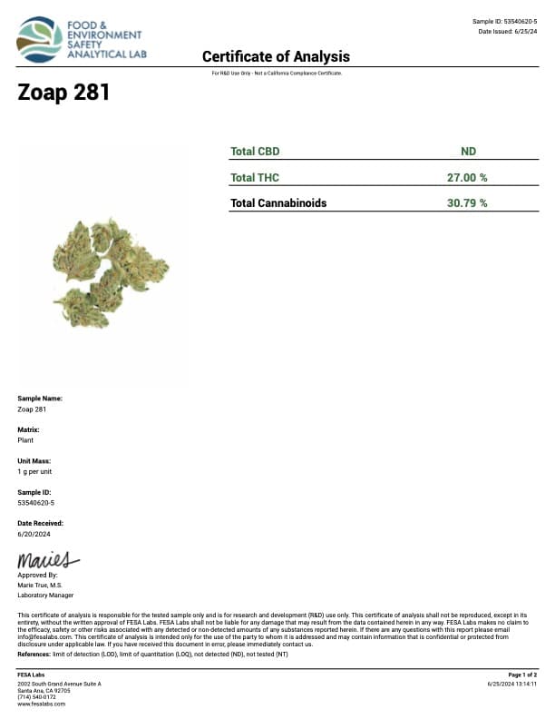 Strain COA